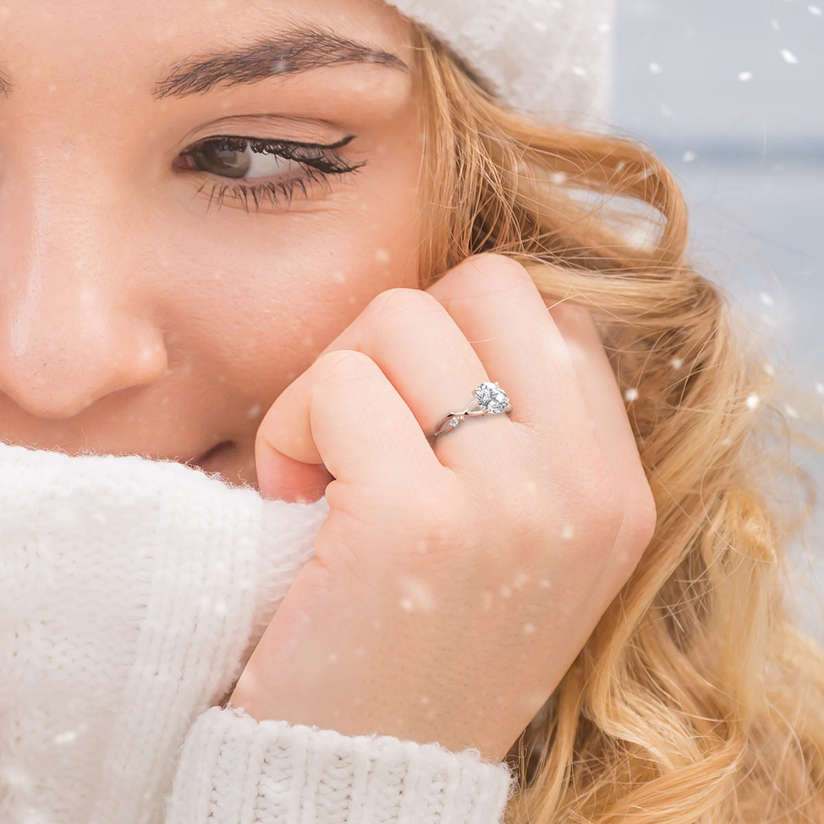 Ana engagement ring in white gold