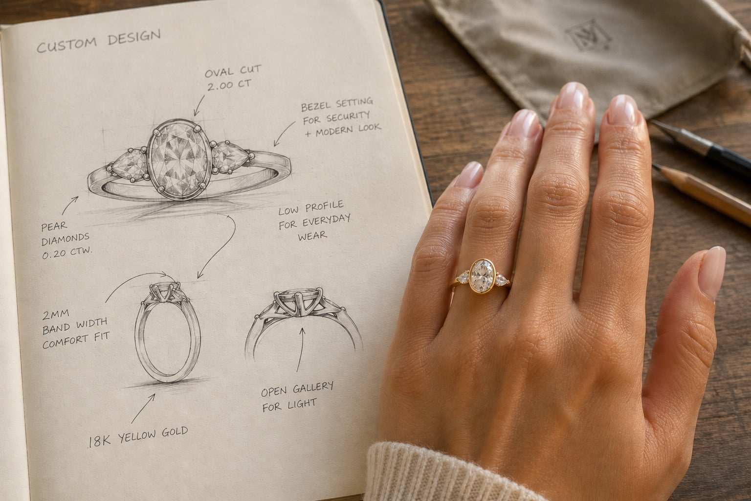 Bespoke engagement ring crafted in our studio