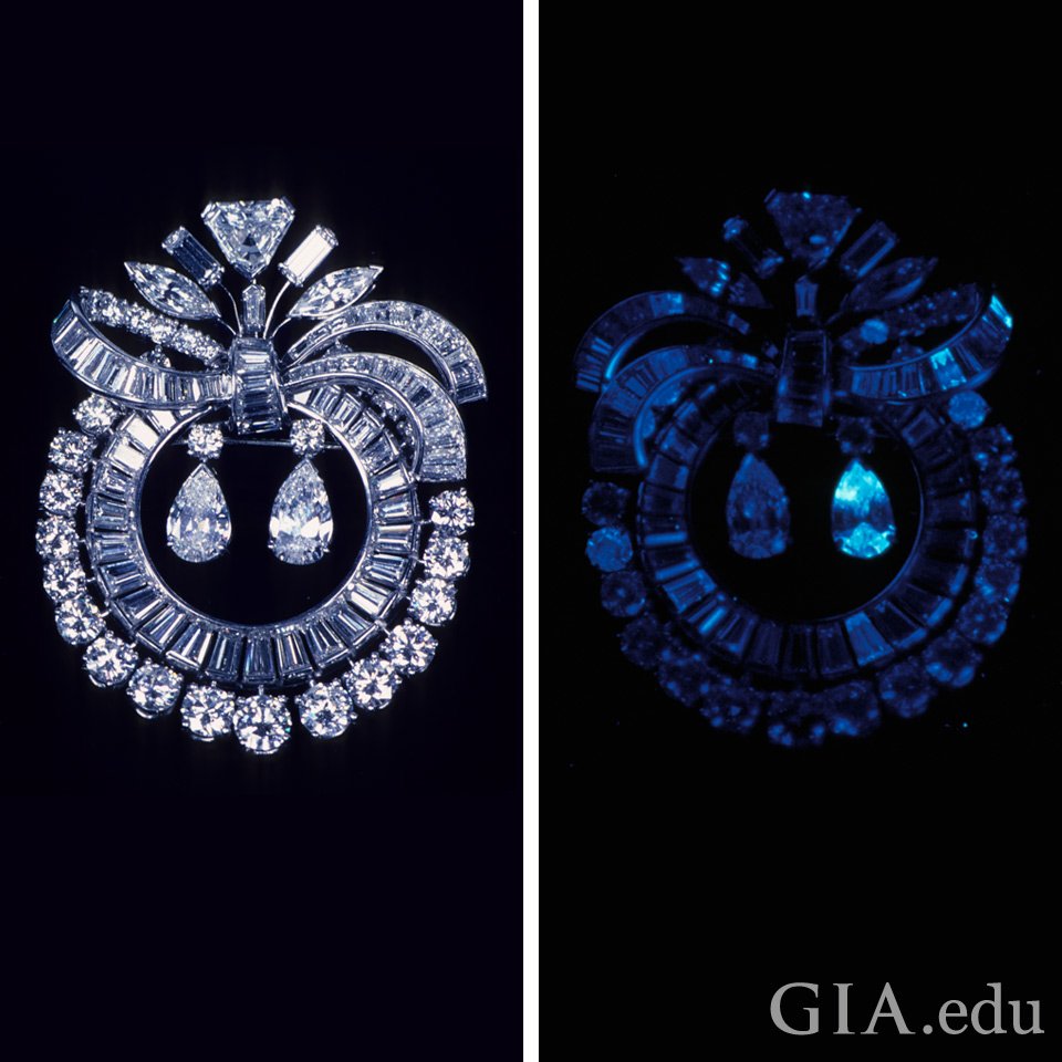 earrings with diamond fluorescence